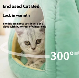 Lit thermique pour animaux de compagnie en forme de citrouille-Nid de chat écologique doublé de velours pour bébé, <span class=keywords><strong>cabane</strong></span> de couchage pour petits animaux d'hiver - Product Image 1
