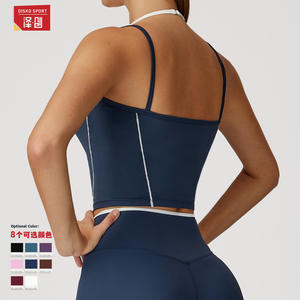 Soutien-gorge de sport Disko Sport pour femme, effet deux pièces, col halter, col carré, séchage rapide, respirant, pour yoga, course à pied et fitness - Product Image 2