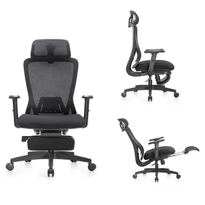 Wholesale Modern Office Furniture Luxury Manager High Back Mesh Fabric Swivel Executive Ergonomic Office Chair with Leg Rest