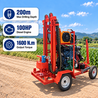 Foreuse de puits d’eau remorquable 4 roues 200m 100HP diesel machine de forage de puits d’eau pour irrigation agricole