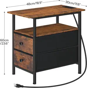 Vente directe d'usine de dessus de table en bois métallique bon marché et beau avec espace de rangement table d'extrémité adaptée à la chambre à coucher