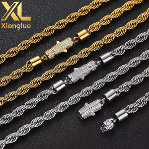 Collier unisexe en acier inoxydable de 6 mm, 0,3 m, plaqué or, avec boucle torsadée - Product Image 4