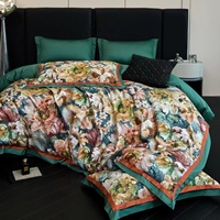 Linge de lit en coton imprimé à longues fibres vertes draps plats haut de gamme Textile de maison housse de couette Sabanas taies d'oreiller ensemble de literie