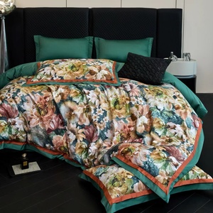 Linge de lit en coton imprimé à longues fibres vertes <span class=keywords><strong>draps</strong></span> plats haut de gamme Textile de maison housse de couette Sabanas taies d'oreiller ensemble de literie - Product Image 3