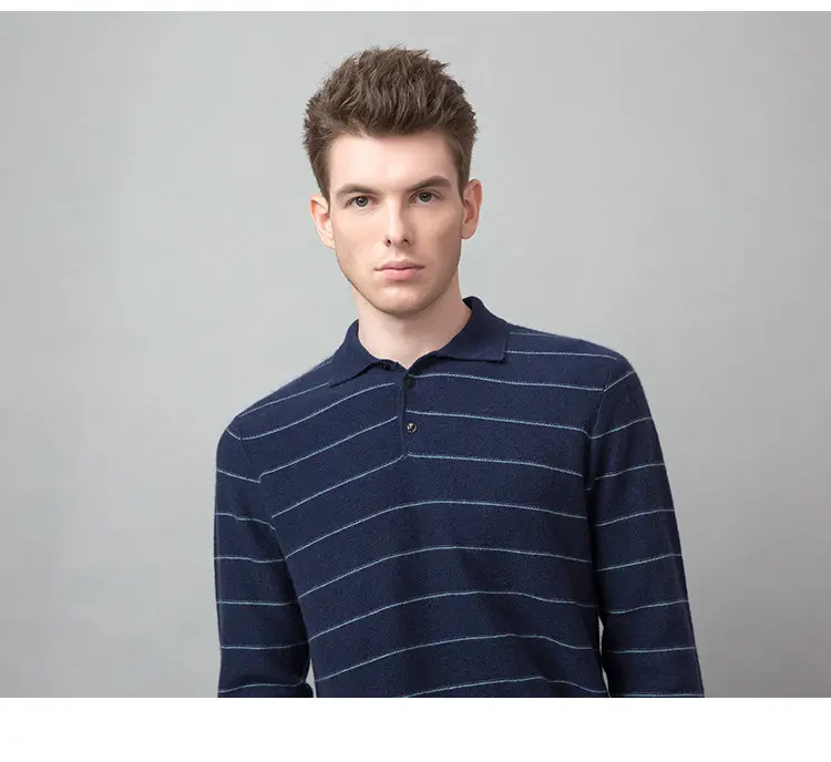 Sweater Factory Fashion Mens Long Sleeve Half Zipper Jumper Turtleneck Stripe Men's Cashmere Sweaters