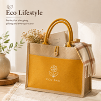 Borsa Tote in Juta Naturale Intrecciata all'Ingrosso con Chiusura a Bottone, Logo Personalizzato, Riutilizzabile ed Ecologica, per Shopping e Regali