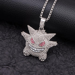 Collar con Colgante de Gengar con Incrustaciones de Diamantes, Cadena Unisex Estilo Hip Hop para Uso Diario, en Oro, Morado y Blanco K - Product Image 4