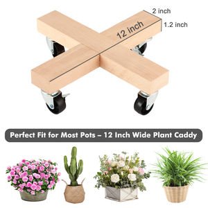 Chariot à plantes en bois avec roulettes, support à plantes roulant sur roulettes, chariot à plantes robuste pour grandes plantes, rouleau à plantes avec roues - Product Image 4
