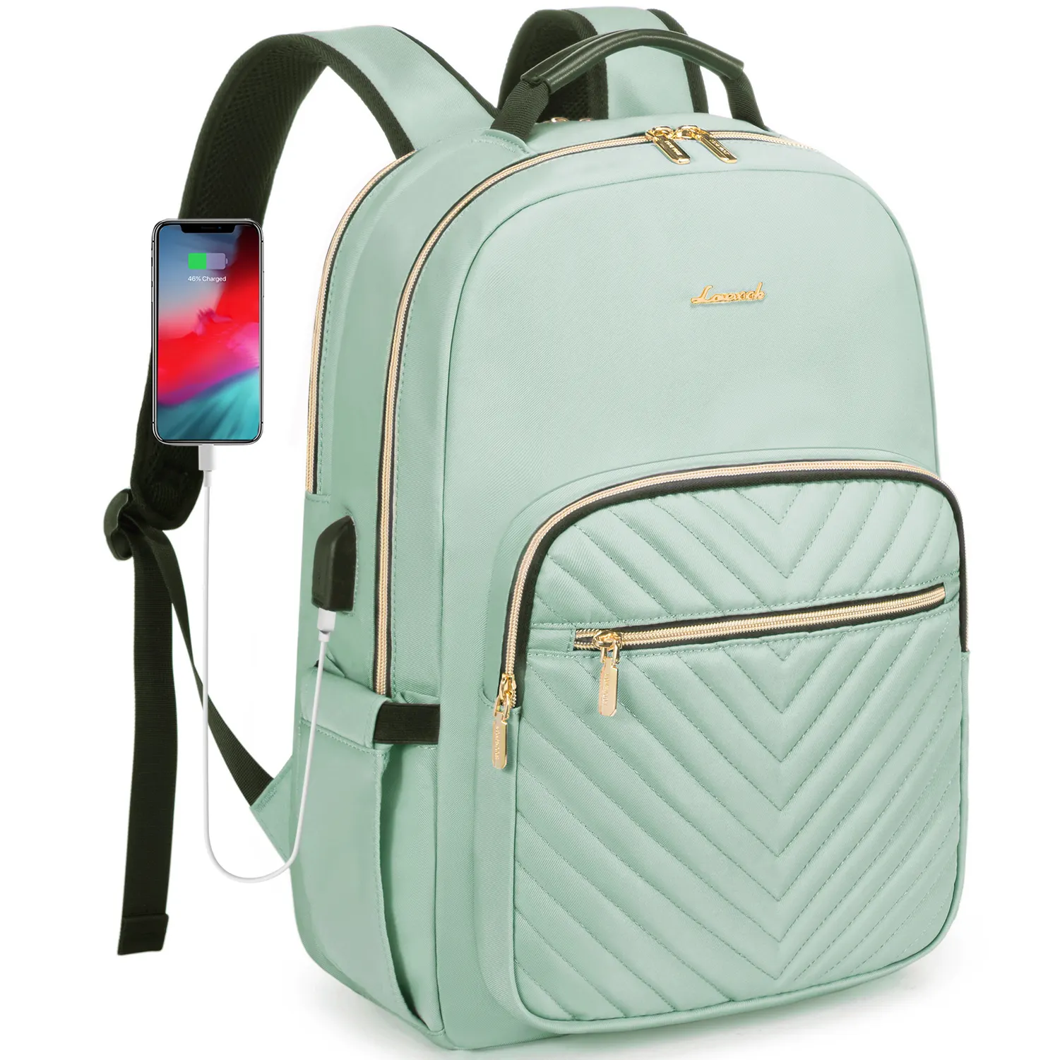 LOVEVOOK 2023, nuevo estilo, mochila escolar acolchada con puerto USB, mochila de viaje Universitaria de Negocios impermeable, mochila para ordenador portátil para mujer