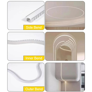 Profilé LED en aluminium courbé <span class=keywords><strong>U</strong></span>/YW, flexible, pour plafond dissimulé, avec diffuseur en silicone, pour décoration murale et au sol, bande lumineuse - Product Image 3
