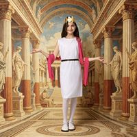 2026 Costume de cosplay d'Halloween, thème mythologie grecque médiévale, Toge Olympienne Zeus et Déesse, avec coiffe et ceinture, en matériau PET, impression numérique