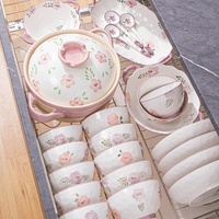 Service de vaisselle Xuanhui en céramique sous glaçure de style japonais avec baguettes, motif végétal sûr, pour nouilles et riz