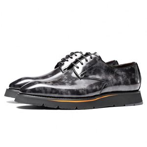 Chaussures habillées décontractées pour hommes, élégantes, à lacets, à bout pointu, rehaussantes, en microfibre respirante, avec gravure - Product Image 3