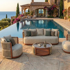Chaise longue de jardin en corde tressée de luxe moderne, <span class=keywords><strong>lit</strong></span> de soleil rembourré, canapé de patio pour hôtel, bord de piscine - Product Image 5