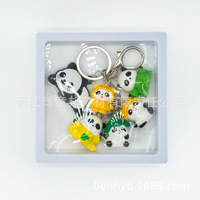 Porte-clés 3D en forme d'animal de dessin animé avec fermoir mousqueton, en PVC, design vache et abeille, pendentif pour sac à dos
