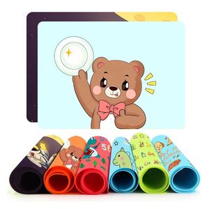 Tapis de table pour enfants en silicone de dessin animé, rectangulaire, antidérapant, tapis de table pour bébé, motif coloré, tapis de table pour enfants - Product Image 1