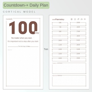 Planificateur quotidien, agenda <span class=keywords><strong>de</strong></span> 100 jours, manuel <span class=keywords><strong>de</strong></span> travail, bloc-notes en cuir A6, feuilles mobiles autocollantes magnétiques, personnalisable, marque YX - Product Image 2