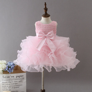 Robe <span class=keywords><strong>tutu</strong></span> blanche de style britannique pour filles de 1 an, robe de fête d'anniversaire mignonne pour bébé fille, robe d'été en tulle moelleux pour enfant avec bo - Product Image 2