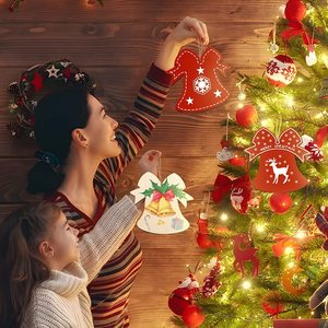 Nuevo artículo de comercio electrónico transfronterizo: 10 piezas de adornos navideños de madera/elementos decorativos, colgadores de madera en blanco para pintar DIY. - Product Image 5