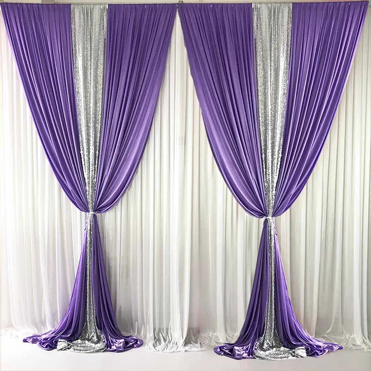Customizable Personalize 3Mm Ice Silk   Sequin Gold Luxury Backdrop Curtains For Wedding Event Party