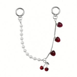 <b>Extender</b> With Pearl Bag <b>Chain</b> Gold Clasp Detachable Cherry Purse Charm for Handbag Diy Accessories - Product Image 1