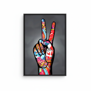 Graffiti Peace Hand Art Canvas Print - Modern Pop Art Decor,<b>BLACK</b> <b>FRAMED</b> CANVAS - Product Image 2