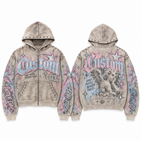 Fabricants de vêtements streetwear – Sweat à capuche surdimensionné pour homme, style vintage, déchiré, vieilli, délavé à l'acide, personnalisable