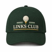 Gorra de Béisbol Verde de 6 Paneles con Visera Curva y Emblema de Golf, Bordado Personalizado, Tela Común, Unisex, para las Cuatro Estaciones, Directo de Fábrica