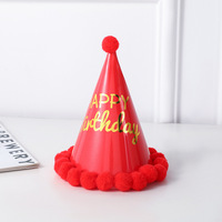 Chapeau en papier Joyeux Anniversaire pour Princesse Prince, Fournitures de Fête, Décoration de Festival, Couronne Étoile Arc-en-ciel Colorée Rose Bleu