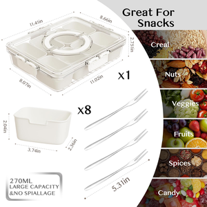 Portable 8 Compartment Clear Snack Containers Snackle Box Charcuterie Container Divided Serving <b>Tray</b> with Lid and Handle - Product Image 4