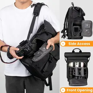Mochila para cámara con funda extraíble para portátil de 16 ", bolsa de lona para cámara, mochila de fotografía para cámaras DSLR SLR sin Espejo, vídeo