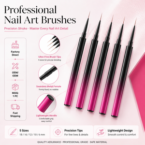 Pinceau à ongles avec manche métallique, pointe ovale et fine, poils en nylon, outil de peinture au gel OEM pour la décoration d'ongles haut de gamme en salon - Product Image 1