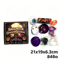 Calendrier de l'Avent Squishy Halloween : Jouet anti-stress en forme de pain de maltose en TPR, Ornement à presser, Cadeau de fêtes