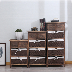 Armadio Vintage Shabby Chic cassettiera marrone <span class=keywords><strong>armadi</strong></span> di stoccaggio per la casa ospedale comodini con cesti intrecciati - Product Image 3