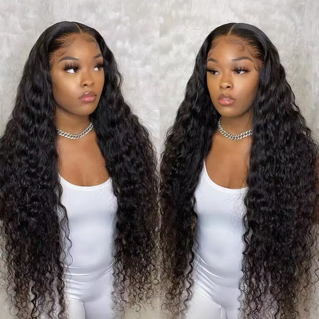 Vente en gros sans colle HD 250 densité 13x4 "32" perruque de haute qualité 100% femmes cheveux vague d'eau cheveux brésiliens dentelle avant perruque