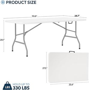 Table et chaises pliantes rectangulaires en plastique HDPE blanc, populaires pour les événements intérieurs et extérieurs, mariages, pique-niques et repas – Offre Spéciale - Product Image 5