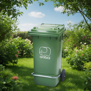 Bidone della Spazzatura 120 L Verde con Ruote e Pedale - Product Image 3