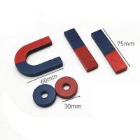 Magnet Ferit Bentuk U/Batang/Cincin Kecil Permanen Biru/Merah Kutub Utara/Kutub Selatan Magnet Horseshoe untuk Eksperimen