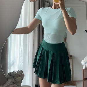 女式夏季<span class=keywords><strong>2</strong></span>件套短袖t恤平纹涤纶裙子运动服网球运动服 - Product Image 6