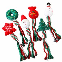 Jouet à tirer pour chien en peluche couineur, Corde de Noël, motifs Père Noël, Bonhomme de neige, Flocon de neige, Couronne, Arbre, Jouet de dentition pour chiots, 30 cm, Cadeau de Noël
