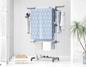Di chuyển khô giá 4-Tier clothesline nối dài dọc quần áo airer có thể gập lại sàn khăn giặt giá bán buôn - Product Image 3