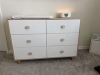 Commode HANYEE à 6 tiroirs grande capacité avec système anti-basculement, meuble de rangement moderne pour chambre à coucher, chambre d'enfant et crèche