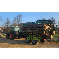 Remorque forestière DIBO CE TUV pour travaux lourds, 14 tonnes, pour le transport de bois, avec grappin hydraulique 7.8