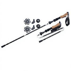Bâtons de randonnée en fibre de carbone personnalisables, directement de l'usine, avec paniers anti-merde et neige offerts, longueur réglable 115-135 cm, plusieurs couleurs - Product Image 1