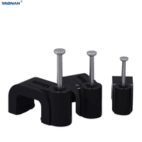Clips de câble carrés en acier, attaches murales en plastique PE, clips de câble carrés multi-tailles pour câblage électrique, blanc et noir