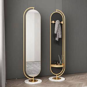 Miroir sur pied LED grand format personnalisé en métal doré 2025, meuble décoratif de luxe pour salon, idéal pour les mariages - Product Image 4