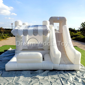 Pequeño Castillo de rebote inflable gris de Material Oxford para interiores con casa de salto de pozo de bolas para niños - Product Image 2