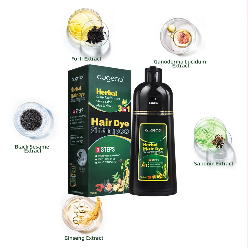 OEM corante líquido amônia livre sem ppd permanente orgânico herbal natural marrom escuro rápido preto cor cabelo corante shampoo para cabelos grisalhos