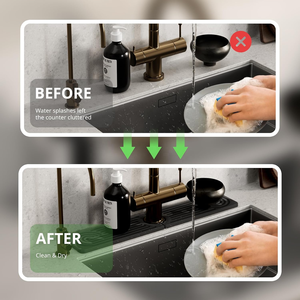 Lavello ad asciugatura istantanea paraspruzzi 15.8 "Diatomite Super assorbimento d'acqua in pietra lavello vassoio assorbente tappetino per rubinetto - Product Image 5