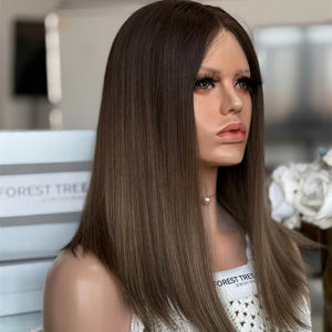 Listo para enviar, envío gratis, pelucas judías superiores de encaje de cabello humano europeo, pelucas certificadas Kosher sin pegamento para mujeres blancas - Product Image 1